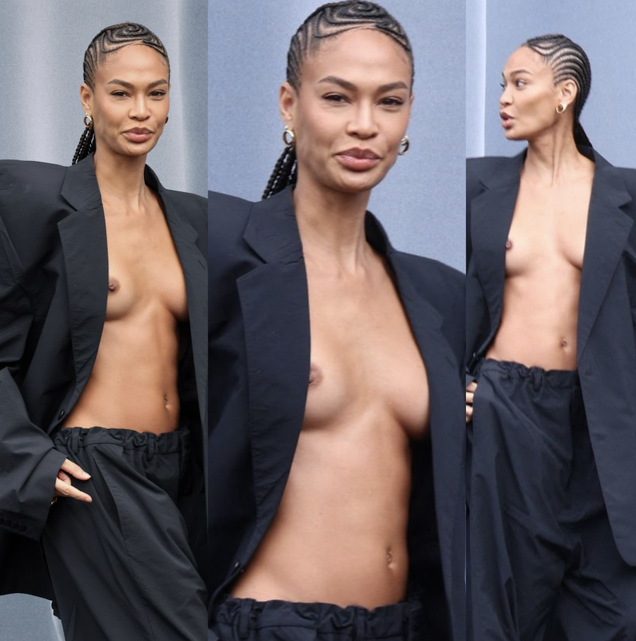 Joan Smalls Gives us a Nip Slip at Paris Fashion Week!